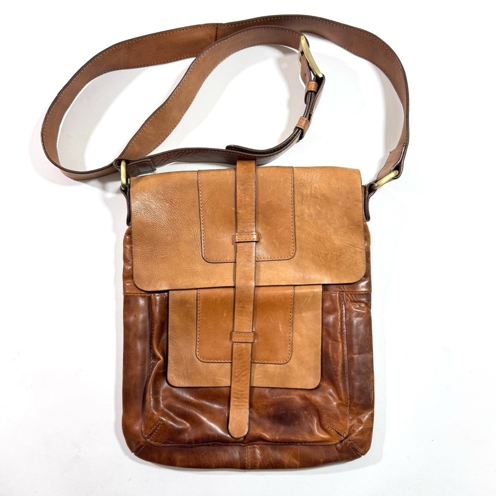 Aspen Rugged Brown Leather Crossbody Bag